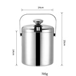 304 Stainless Steel Ice Bucket Double-Layer Hollow Bar Beer Wine Barrel With Ice Clip, Capacity: 1.3L, 1.3L With Ice Clip
