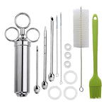 Stainless Steel Spice Syringe Barbecue Tool Turkey Needle Set, 14 in 1 (Green), 14 in 1 (Black), 14 in 1 (Blue), 14 in 1 (Orange), 14 in 1 (Gem Green), 14 in 1 (White Orange)