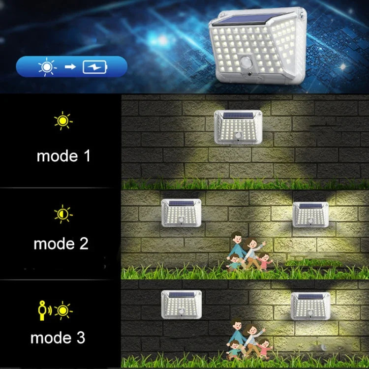 Solar Wall Light Garden Four-Sided Luminous Solar Light Human Body Induction Waterproof Outdoor Light, 90 LED