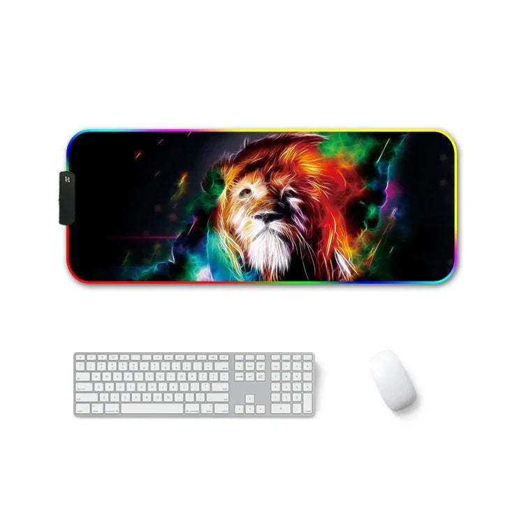 F-01 Rubber Thermal Transfer RGB Luminous Non-Slip Mouse Pad, 250x350x3mm, 250x350x4mm, 260x390x3mm, 260x390x4mm, 300x350x3mm