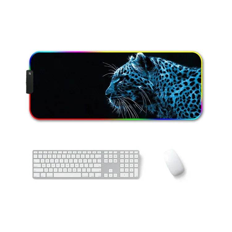 F-01 Rubber Thermal Transfer RGB Luminous Non-Slip Mouse Pad, 250x350x3mm, 250x350x4mm, 260x390x3mm, 260x390x4mm, 300x350x3mm