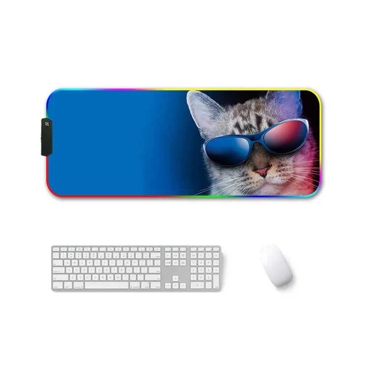 F-01 Rubber Thermal Transfer RGB Luminous Non-Slip Mouse Pad, 300x350x4mm, 350x600x3mm, 350x600x4mm, 300x800x3mm, 300x800x4mm