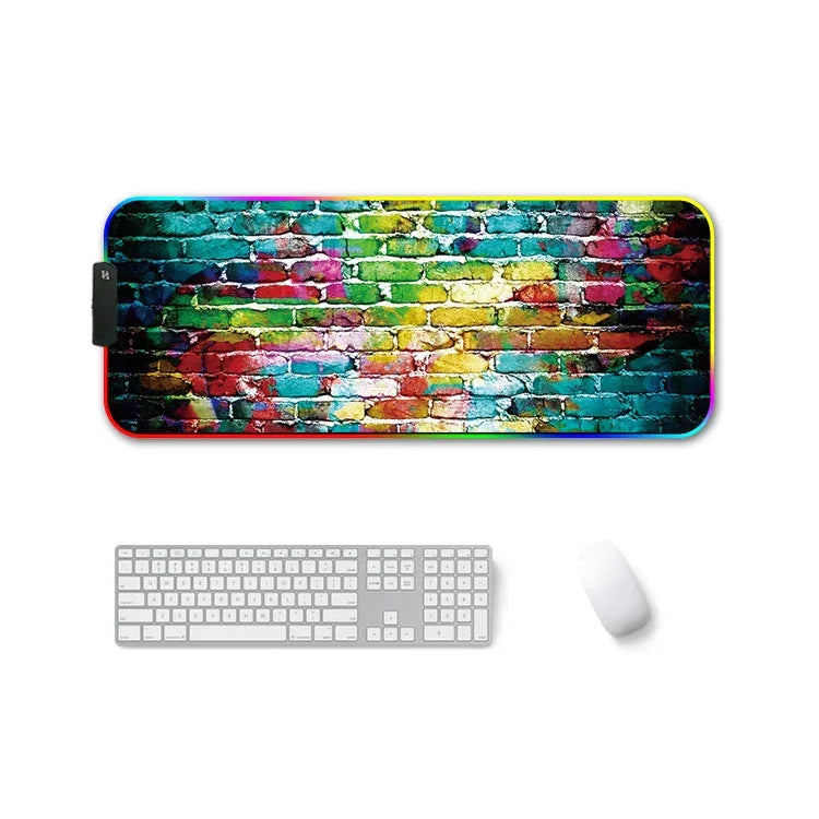 F-01 Rubber Thermal Transfer RGB Luminous Non-Slip Mouse Pad, 300x350x4mm, 350x600x3mm, 350x600x4mm, 300x800x3mm, 300x800x4mm