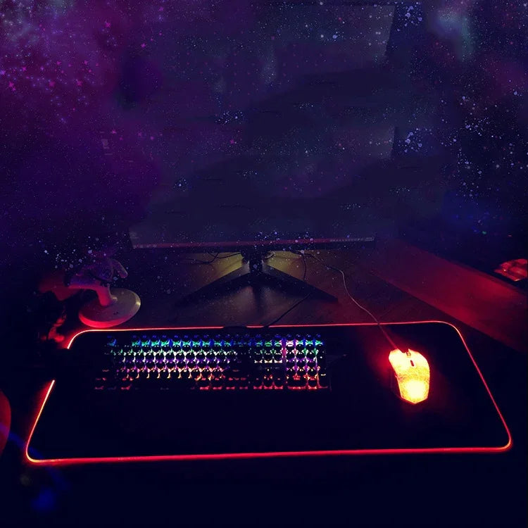 F-01 Rubber Thermal Transfer RGB Luminous Non-Slip Mouse Pad, 300x350x4mm, 350x600x3mm, 350x600x4mm, 300x800x3mm, 300x800x4mm