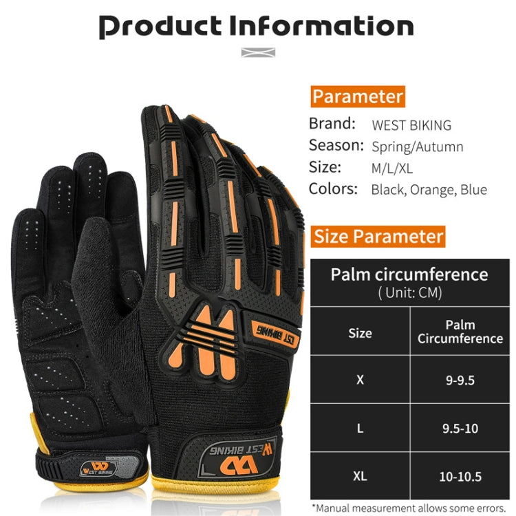 WEST BIKING YP0211208 Riding Gloves Motorcycle Bike Long Finger Non-Slip Touch Screen Gloves, M, XL