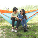 Outdoor Hammock Nylon Parachute Cloth Travel Camping Swing, Style:, 2.7m x 1.4m (Black+Gray), 3m x 2m (Black+Gray), 2.7m x 1.4m (Black+Red), 3m x 2m (Black+Red), 2.7m x 1.4m (Red+Sky Blue), 3m x 2m (Red+Sky Blue), 2.7m x 1.4m (Royal Blue+Dark Gray)    ...