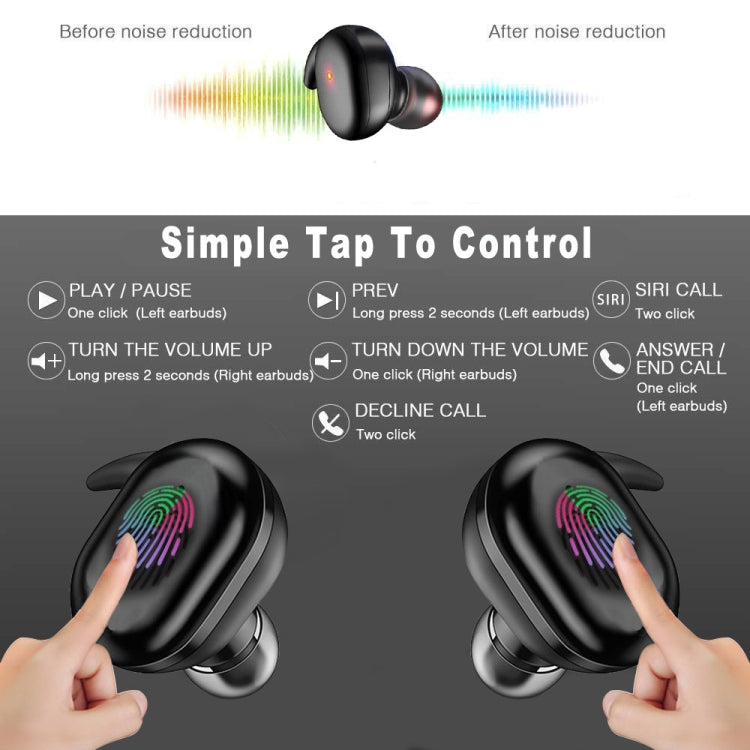 Y30 Wireless Bluetooth Headset 5.0 In-Ear Mini Earphone, Black, White, Digital Display Black