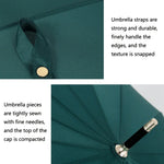 16 Bone Plain Straight Umbrella Small Fresh Long Handle Umbrella, High Indigo, Grapefruit Pink, Matcha Green, Orange, Apricot, Dark Blue, Mint Green, Charm Blue, Ginger, Red Wine, Violet, Classic Black, Vanilla Green, Wood Handle High Indigo