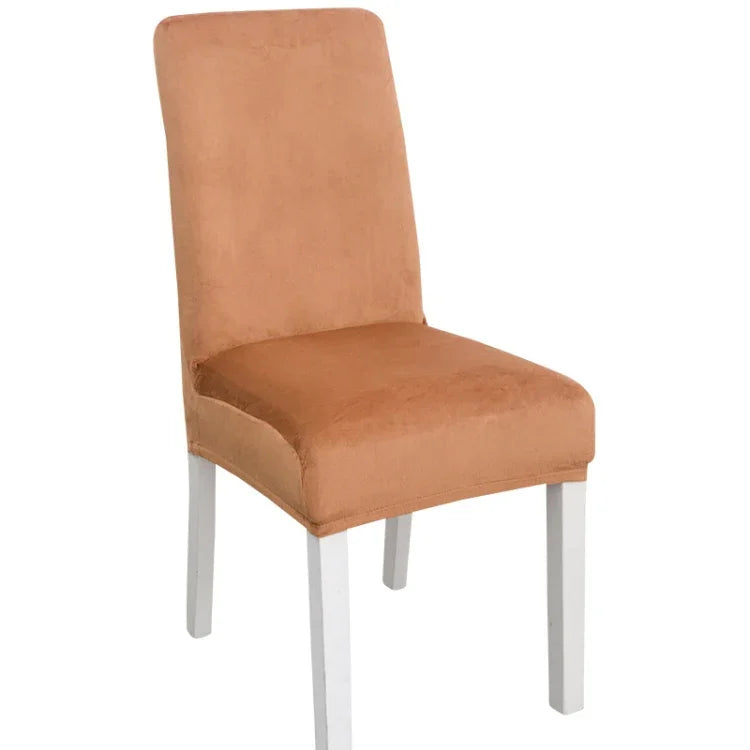 Simple Soft High Elastic Thickening Velvet Semi-Interior Chair Cover Hotel Chair Cover, Coffee Gray, Yellow Green, Wine Red, Navy, Black, Dark Green, White, Peacock Blue, Light Gray, Carbon Gray, Camel, Royal Blue, Beige, Grape Purple, Red, Orange     ...