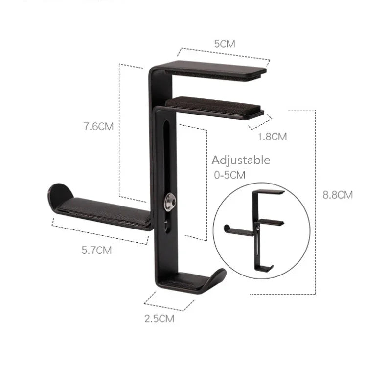 JD039 Metal Clip Earphone Holder Desktop Headset Hook, White, Black
