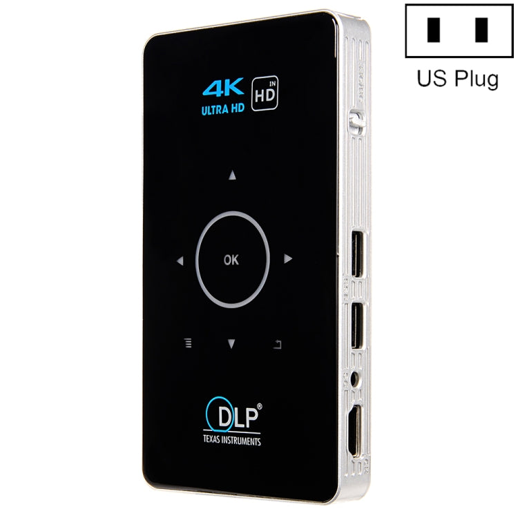 C6 1G+8G Android System Intelligent DLP HD Mini Projector Portable Home Mobile Phone Projector，, US Plug  (Black), EU Plug (Black), UK Plug (Black), AU Plug (Black), US Plug (White), AU Plug (White)