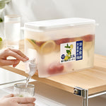 Household Cold Water Bottle With Faucet Refrigerator Fruit Teapot Summer Water Bucket, 3.5L Cold Water Bottle