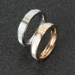 Three Diamonds Color Shell Diamond Ring Titanium Steel Gold-Plated Couple Ring, 5 US Size, 6 US Size, 7 US Size, 8 US Size, 9 US Size, 10 US Size