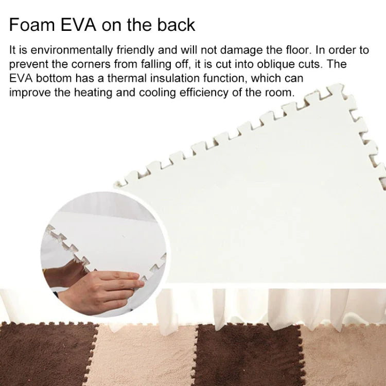 2 PCS Living Room Bedroom Children Kids Soft Carpet Magic Patchwork Jigsaw Splice Heads Climbing Baby Mat 30x30cm, Rose Red, Camel, Purple, Coffee, Blue, Pink, Green, White, Grey