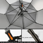 PGM YS005 Golf Umbrella Self-Contained Electric Fan Sunscreen Umbrella, Dark Blue, Black, Lake Blue