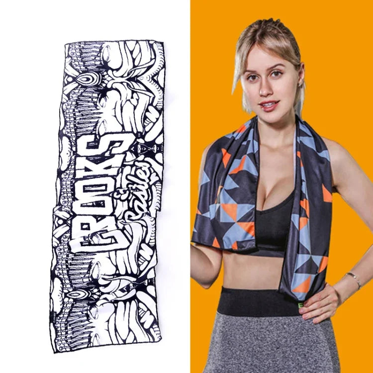 Gym Sports Cold Feeling Sweat-Absorbent Quick-Drying Cold Towel, Quick-Drying Towel, Size: 100 x 30cm(Music Festival), Quick-Drying Towel, Size: 100 x 30cm(Fire), Quick-Drying Towel, Size: 100 x 30cm(Geometric Triangle)