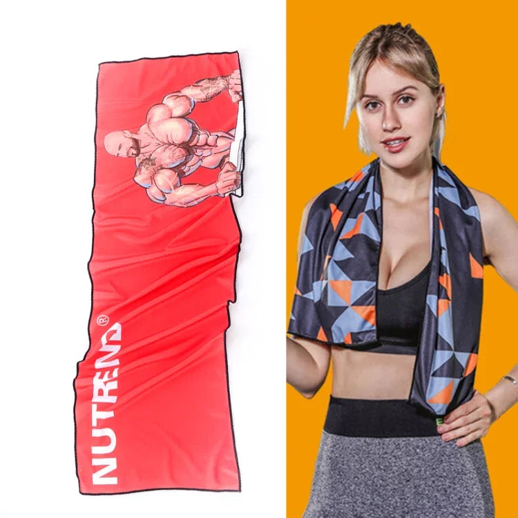 Gym Sports Cold Feeling Sweat-Absorbent Quick-Drying Cold Towel, Quick-Drying Towel, Size: 100 x 30cm(Music Festival), Quick-Drying Towel, Size: 100 x 30cm(Fire), Quick-Drying Towel, Size: 100 x 30cm(Geometric Triangle)