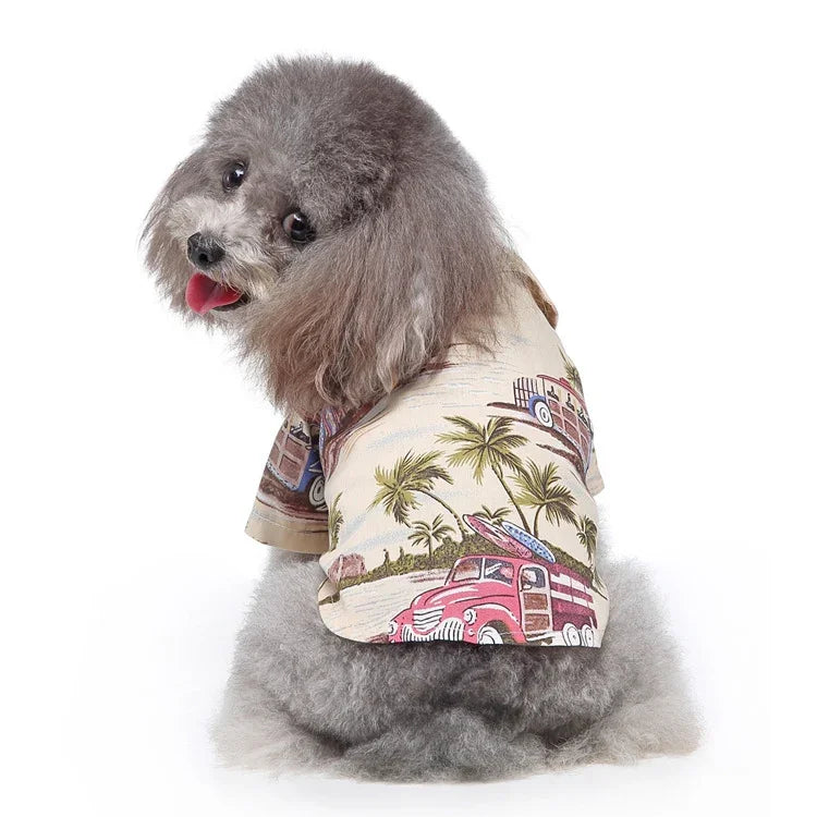 ペット用ビーチシャツ 犬用プリント 春夏服、S、M、L、XL