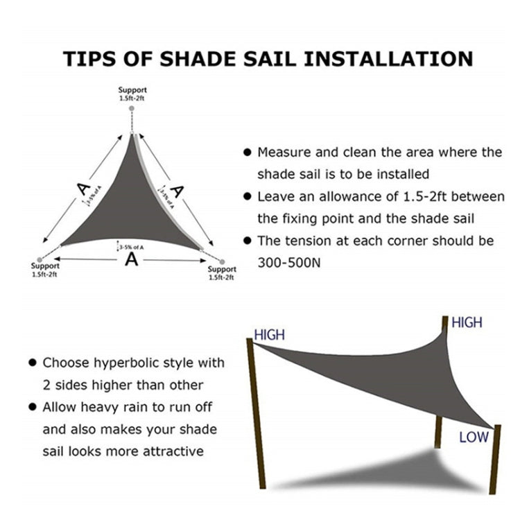 Triangle Outdoor Garden Sunshade Sail Waterproof Anti-UV Canopy, Size: 4m x 4m x 4m, 4m x 4m x 4m