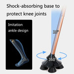 TBS-009 Four-Legged Folding Elderly Crutches Aluminum Alloy Light And Multifunctional Non-Slip Crutches With Light, TBS-009(Black), TBS-009(Brown)