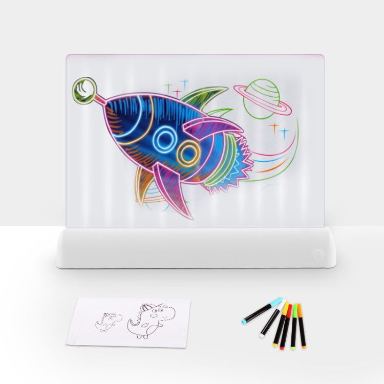 3D Painting Fluorescent Plate LED Shining Puzzle Children Graffiti Panel Handwritten Message Board, Grey, White, Blue, Green, Pink