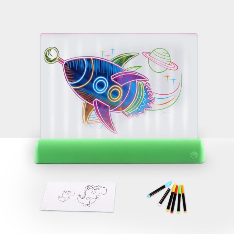 3D Painting Fluorescent Plate LED Shining Puzzle Children Graffiti Panel Handwritten Message Board, Grey, White, Blue, Green, Pink