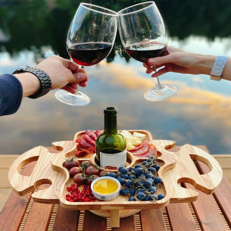Outdoor Picnic Table Wooden Foldable Wine Rack, Foldable Table