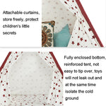Indian Children Tent Cotton Cloth Indoor Play House Parent-Child Doll House, Pink Stars, Wavy Pattern
