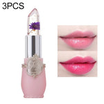 Transparent Changed Color Moisturizer Jelly Flower Long-lasting Lipbalm, light pink, rose red, deep red, yellow, light green, purple