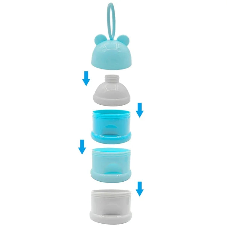 3 Layer Frog Style Portable Baby Food Storage Box Cartoon Milk Powder Box, Blue, Green, Purple