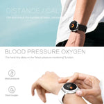Q8 OLED Color Screen IP67 waterproof smart watch showing blood pressure and oxygen monitoring features.