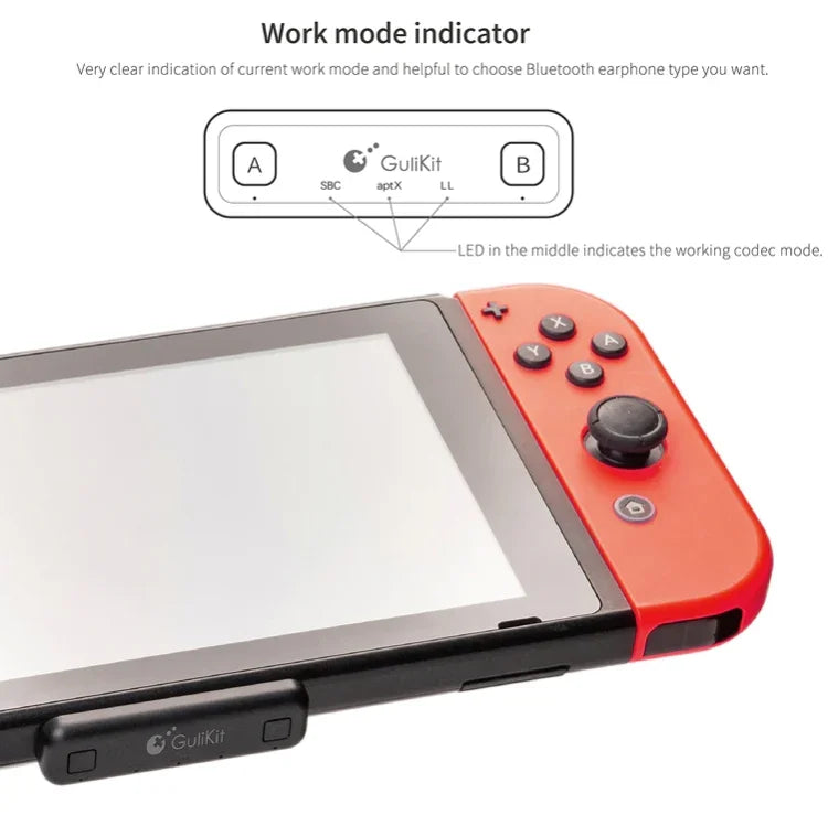 Gulikit Bluetooth Wireless Audio Adapter For Nintendo Switch, Model:, NS07 Red, NS07 Blue, NS07 Black, NS07 PRO Black, NS07 PRO Ice Blue