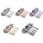 7 in 1 Cutlery Spoon Chopsticks And Straw Set Stainless Steel Portable Cutlery Set, Silver + Light Bag, Gold+ Light Bag, Rose+ Light Bag, Symphony + Light Bag, Black+ Light Bag, Silver + Deep Bag, Gold  + Deep Bag, Rose  + Deep Bag, Symphony + Deep Bag...