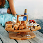 Portable Picnic Wooden Wine Glass Holder Detachable Wine Table, Camping Table with Handle