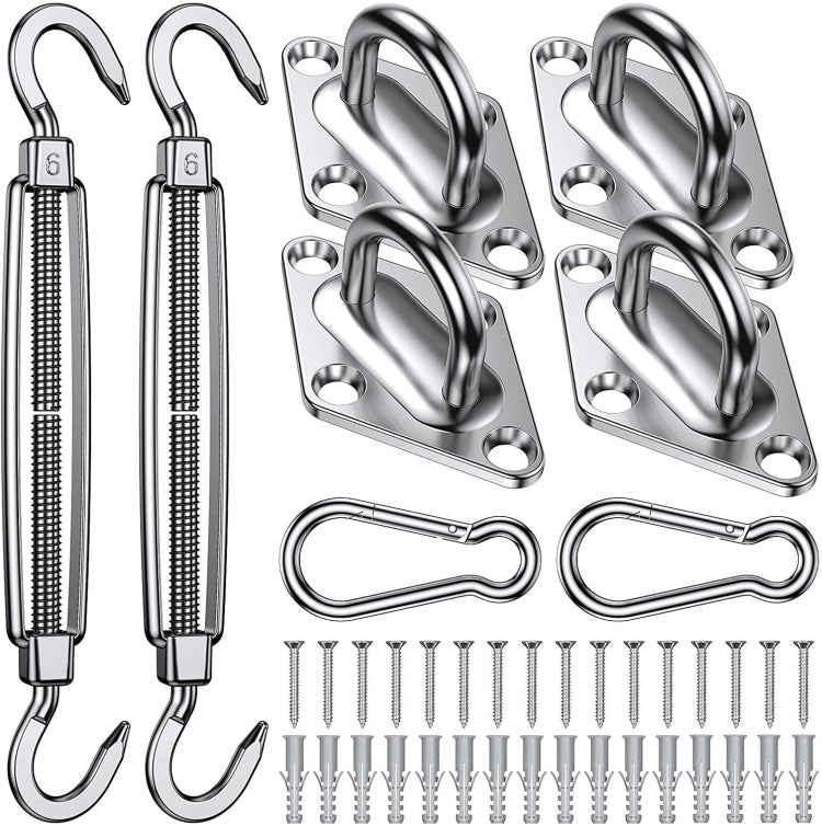 24 in 1 304 Stainless Steel Fixed Shade Sail Accessories Diamond Buckle Flower Basket Spring Buckle, Spec:, 24 PCS / M6 Set