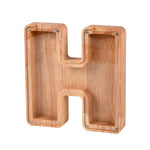 Wooden English Alphabet Piggy Bank Transparent Acrylic Piggy Bank