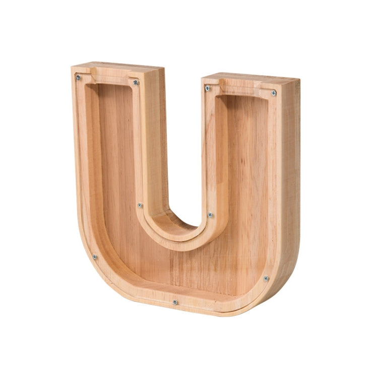 Wooden English Alphabet Piggy Bank Transparent Acrylic Piggy Bank