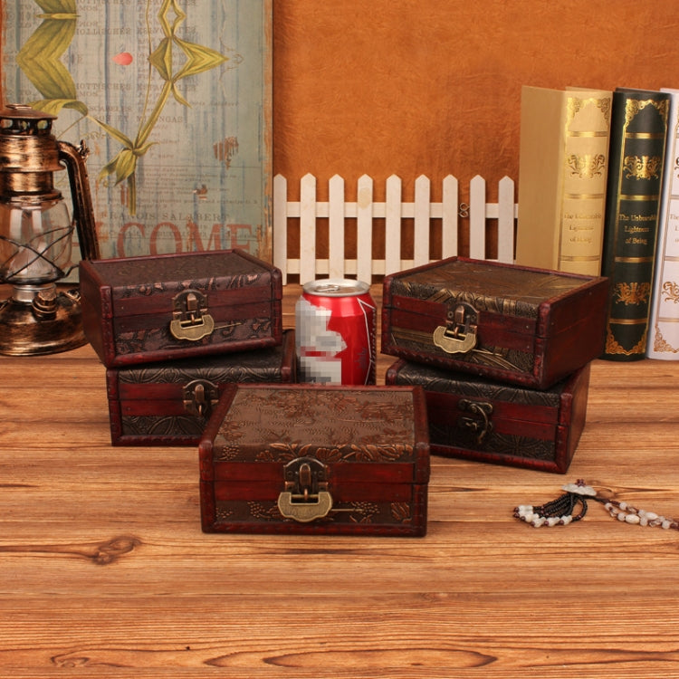 Wooden Vintage Jewelry Box Sorage And Shooting Props, 14.5x11.5x6.5cm