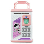Children Cartoon Simulation Human Face Fingerprint Music Chinese British Switch Piggy Bank, Specification：, Battery (Blue), Battery (Pink)