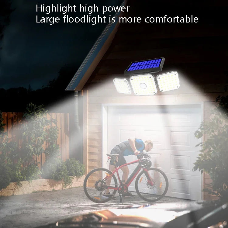 Solar 3-Head Rotatable Wall Lights Human Sense Outdoor Waterproof Garden Street Light, 112 LED, 138 LED, 132 COB