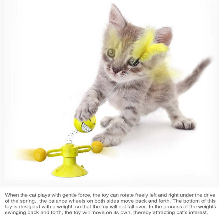 Spring Man Funny Cat Toy Cat Sucker Toy Funny Cat Feather Funny Cat Ball, Yellow, Pink, Brown