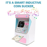 8010 Simulated Face Recognition ATM Machine Piggy Bank Password Automatic Rolling Money Safe Piggy Bank,Style:, Pink, Blue, Rechargeable Version Pink, Rechargeable Version Blue