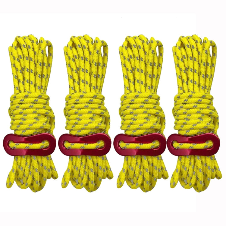 Outdoor Camping Tent Canopy Wind Rope Luminous Multi-Function Wind Rope Buckle Tent Fixed Rope, 4m x 4 Rolls, 4m x 6 Rolls