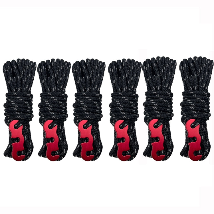 Outdoor Camping Tent Canopy Wind Rope Luminous Multi-Function Wind Rope Buckle Tent Fixed Rope, 4m x 4 Rolls, 4m x 6 Rolls