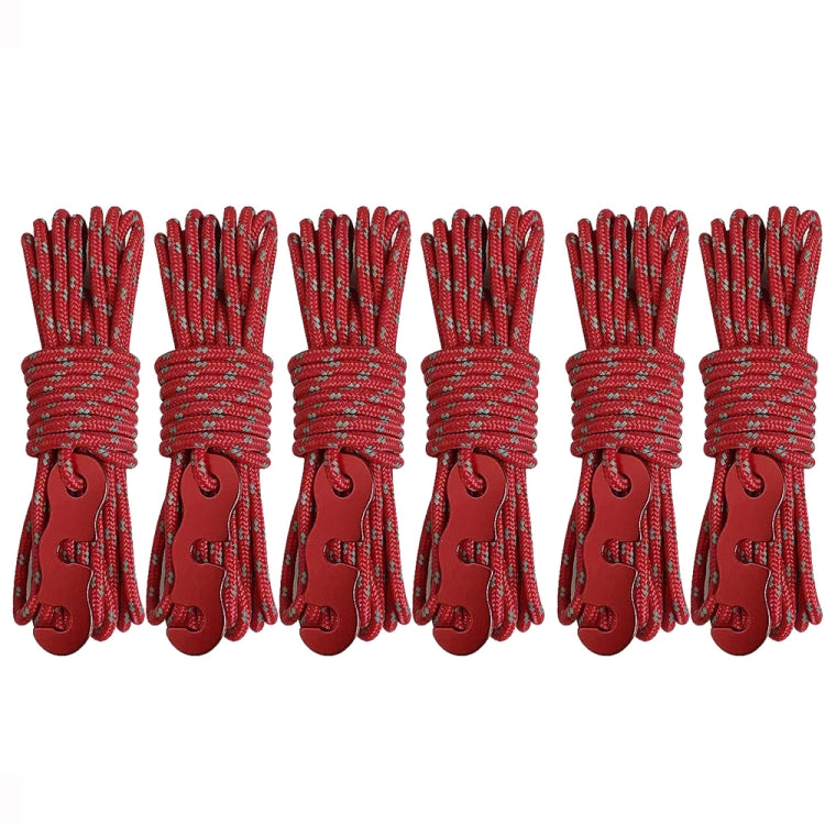 Outdoor Camping Tent Canopy Wind Rope Luminous Multi-Function Wind Rope Buckle Tent Fixed Rope, 4m x 4 Rolls, 4m x 6 Rolls