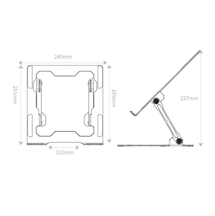 Integrated Foldable Laptop Stand Hollow Heat-Dissipating Flat Desktop Stand, Deep Space Gray, Moon Silver