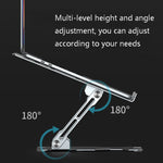 Integrated Foldable Laptop Stand Hollow Heat-Dissipating Flat Desktop Stand, Deep Space Gray, Moon Silver