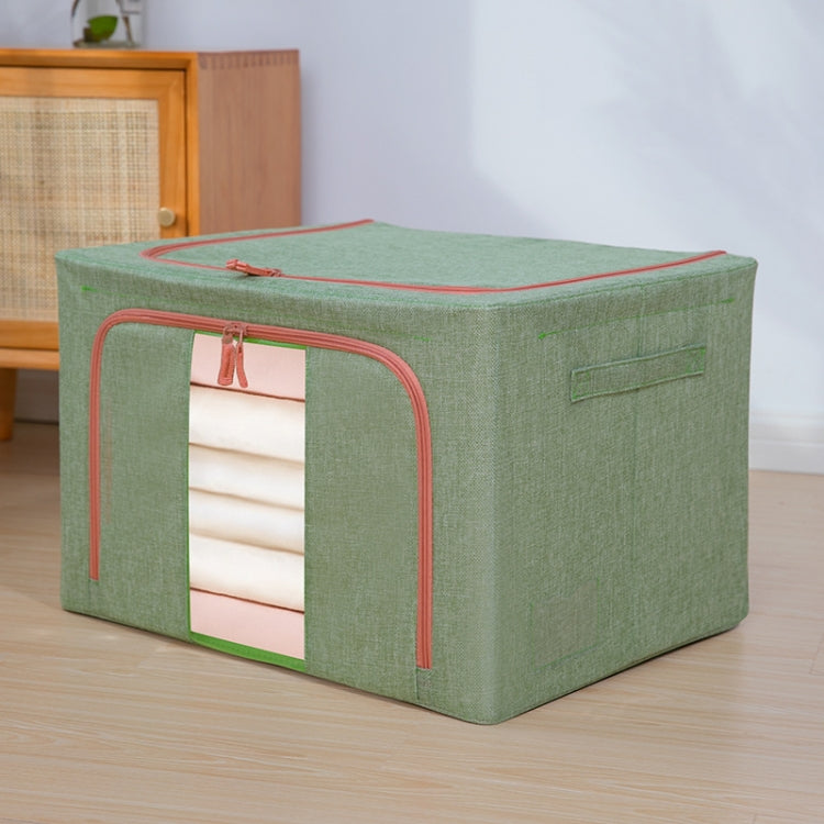 Fabric Steel Frame Quilt Clothing Storage Box Cotton Linen Storage Bag with Window, 22L 39x29x20cm, 100L 60x42x40cm, 66L 50x40x33cm, 24L 40x30x20cm