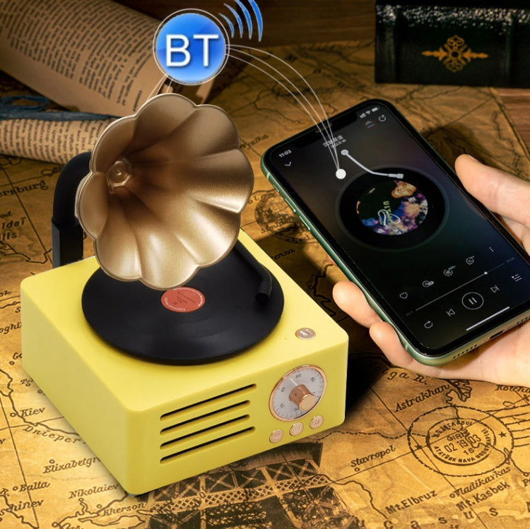 T15 Petunia Retro Vinyl Record Player Wireless Multifunction Mini Bluetooth Audio, White, Pink, Blue
