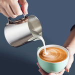 Inner Scale Pull Flower Cup Stainless Steel Milk Foam Cup Coffee Utensils, 350ml, 600ml